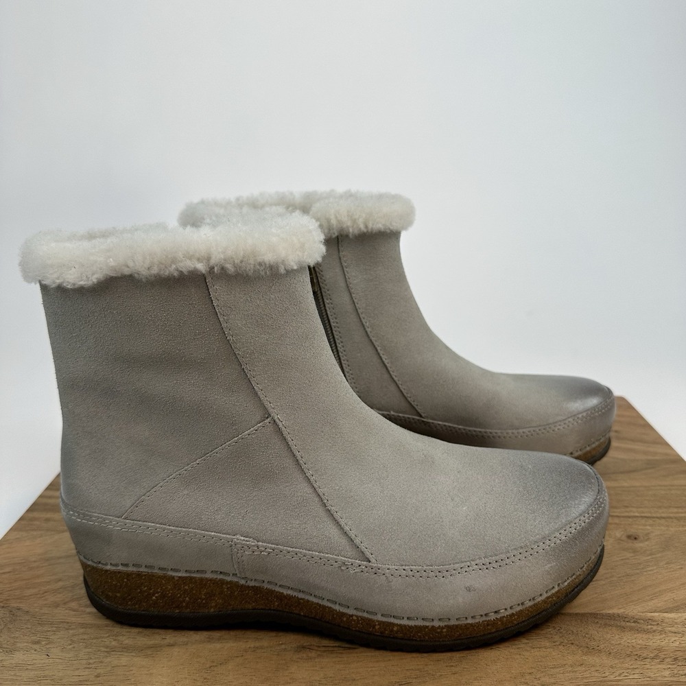 New Womens Dansko Mitzy Stone Burnished Suede Booties Boots Size 39 8.5/9‎